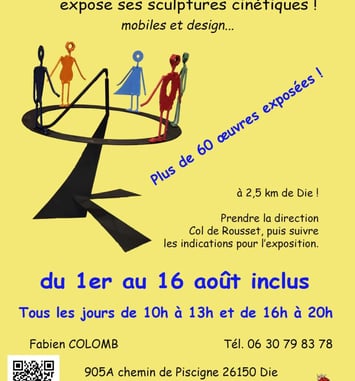 Exposition de sculptures cinétiques et grands mobiles à Die – Soleil, ombre et eau