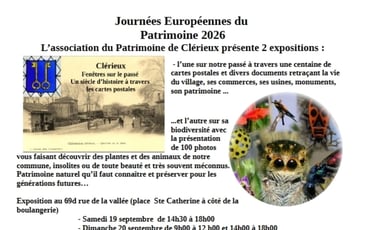 Expositions : Regards sur le passé à travers des cartes postales et documents ; panorama de la biodiversité communale à travers une centaine de photos.