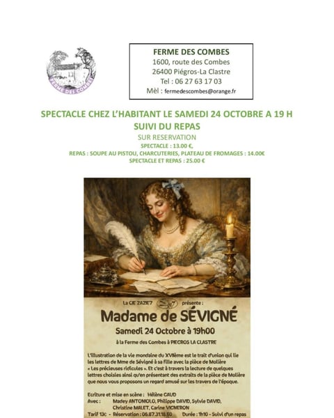 Spectacle chez l'habitant "Madame de Sévigné"